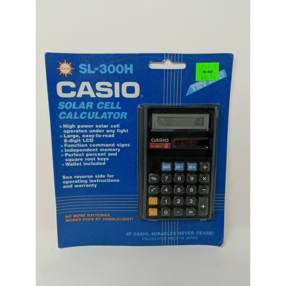 Casio SL-300H 8 Digit Solar Calculator Display New Old Stock‎ VTG Made in Japan